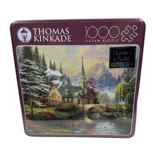 Ceaco Thomas Kinkade Dogwood Chapel 1000 Piece Jigsaw Puzzle Tin Metal Box
